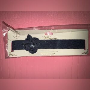 Minnie Dark Blue Necklace with Floral Accent Chocker